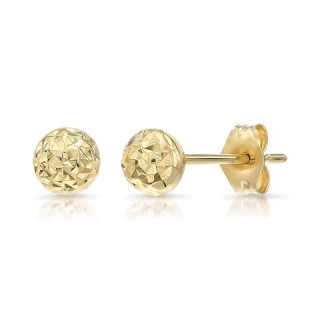 8mm Yellow Gold Diamond-Cut Stud Earrings